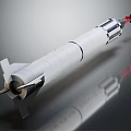 Detailed White Rocket Model With Red Top Fins Thruster And Structure 3d model