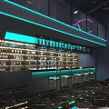 Modern Bar Interior Design With Neon Lights Stage Bar Counter And Comfortable Seats