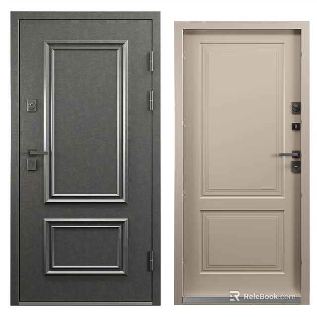 Modern Hinged Doors For Home Interior With Double Panel Design Different Colors Handle And Lock 3d model 