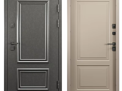 Modern Hinged Doors For Home Interior With Double Panel Design Different Colors Handle And Lock 3d model