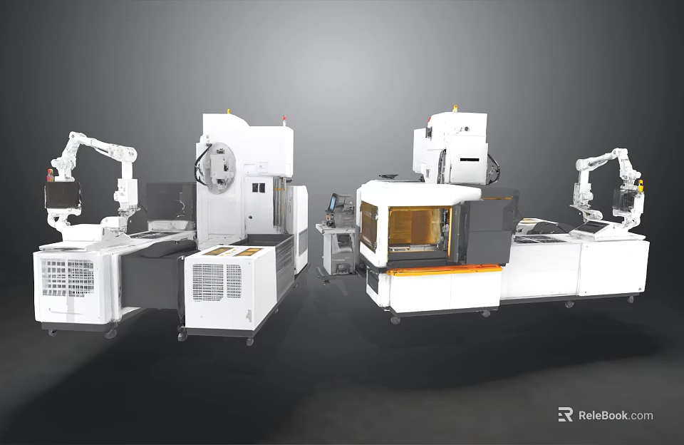 Industrial Equipment In Modern Factory With Robotic Arms And Automated Manufacturing Machinery 3d model 