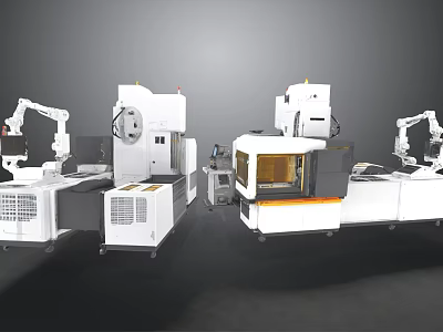 Industrial Equipment In Modern Factory With Robotic Arms And Automated Manufacturing Machinery 3d model