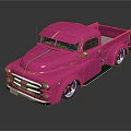 Pink Vintage Classic Truck With Shiny Exterior And Custom Wheels