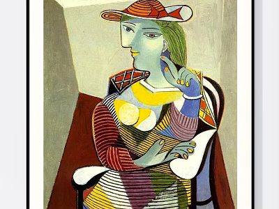 Abstract Painting Cubist Style Seated Female Figure With Geometric Shapes And Vibrant Colors 3d model