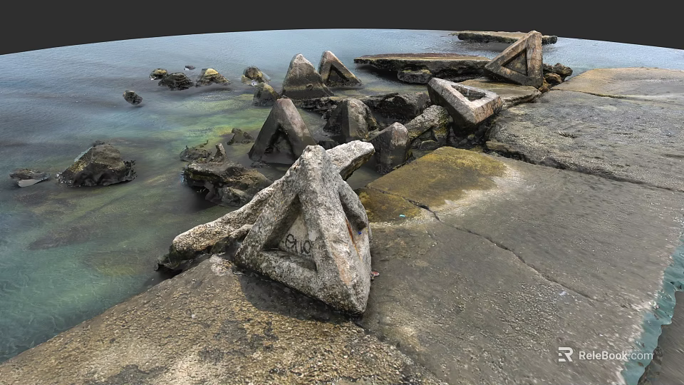 Beautiful Water Fountain With Stone Structure And Clear Water Flow In Outdoor Space 3d model 