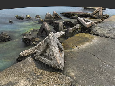 Beautiful Water Fountain With Stone Structure And Clear Water Flow In Outdoor Space 3d model