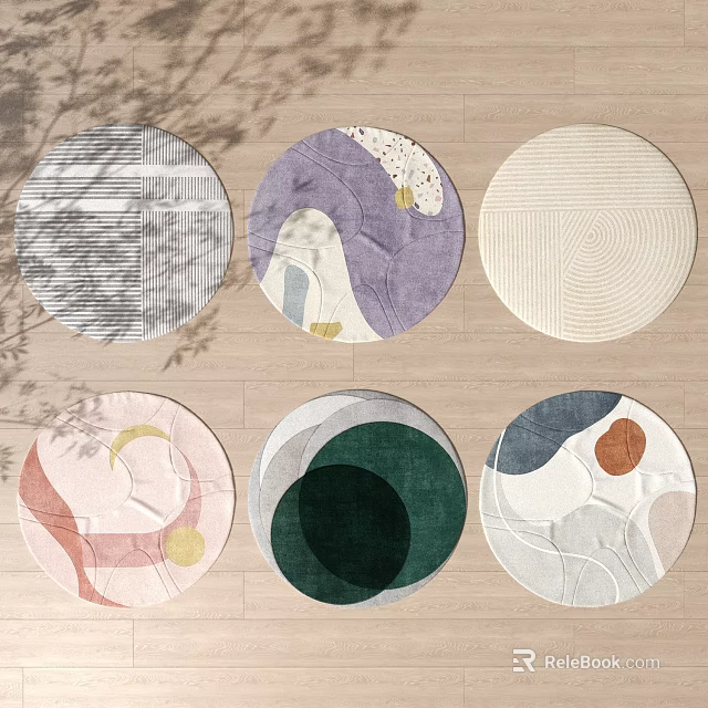 Round Rugs With Various Modern Abstract Patterns And Colorful Design Styles 3d model 
