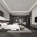 Hotel Guest Room Modern Decor With Elegant Sofa Coffee Table Floor Lamp And Floor-to-Ceiling Windows