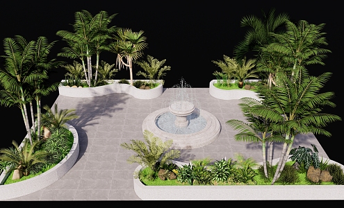 Modern Park Square Landscape Greening Tree Pool Garden Landscape Flower Mirror 3d model