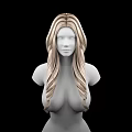 Artistic Female Bust Sculpture With Long Curly Hair And Realistic Upper Body