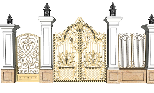 European-style wrought iron gate 3d model