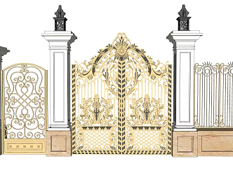 European-style wrought iron gate 3d model