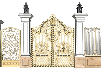 European-style wrought iron gate 3d model