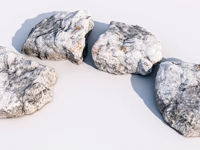 Three Natural Stones With Wooden Bases For Home Decor Display Pieces 3d model