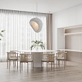 Dining Room Round Dining Table and Chair Chandelier 3d model