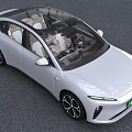 Light Gray Electric Car With Transparent Roof And Green License Plate