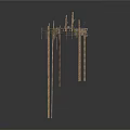 Rustic Wooden Elevated Platform Structure With Planks Posts Hanging Nets And Plants