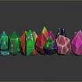 Colorful Polyhedral Crystals With Vibrant Colors And Geometric Shapes On Dark Background