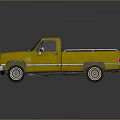 Yellow Classic Pickup Truck With Open Bed And Chrome Accents Side View