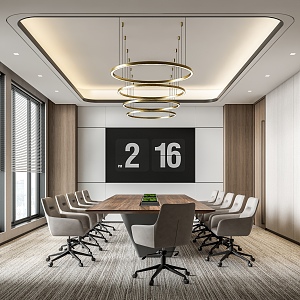 Conference Room Meeting Table and Chair Combination Chandelier Office Chair Display 3d model