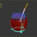 Red And Silver Household Container With Yellow Contents And Wooden Tool