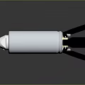 Military Missile Weapon With White Cylindrical Body Pointed Nose And Black Tail Fins