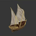 Traditional Wooden Sailing Boat With White Sails And Classic Hull Structure