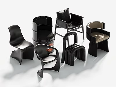 Modern Single Chairs With Contemporary Design And Sleek Black Leather Upholstery For Home Decor 3d model