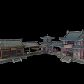 Traditional Chinese Ancient Architecture With Curved Tile Roofs And Wooden Courtyard Structures