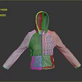 Casual Gray Hoodie With Zipper Front Contrast Sleeves And Knit Fabric For Everyday Wear