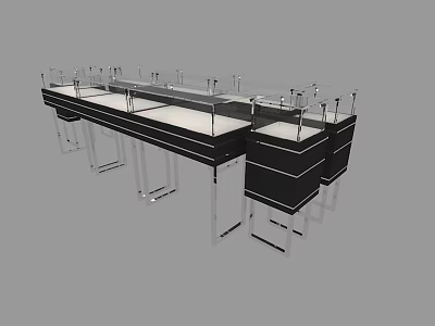 Modern Display Shelves With Glass Top And Black Cabinets For Retail Merchandise 3d model