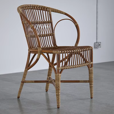 Handwoven Rattan Leisure Chair With Natural Style Armrest For Home Furniture Decor 3d model