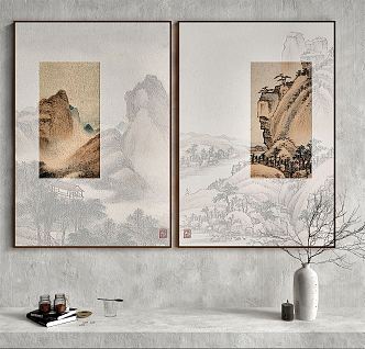 New Chinese Style Decorative Painting Hanging Painting Pendant Wall Decoration 3d model