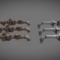 Industrial Metal Pipe Valves And Fittings With Rustic And Silver Finish Design