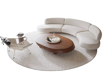 Modern Sofa Coffee Table Combination Coffee Table Leisure Chair Curved Sofa 3d model