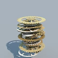 Mechanical Gear Components Stacked In Interlocking Structure With Metal Teeth And Rotating Design