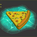 Delicious Pizza Slice With Olives Peppers And Cheese On Blue Surface