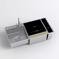 Integrated Kitchen Appliances With Stainless Steel Sink Black Panel Digital Display Two Designs
