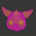 Cute Pink Cartoon Pig Character With Big Ears Large Eyes Red Nose And Flower Patterns