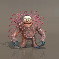 3D Fantasy Monster Character With Tentacles Large Eyes And Circular Protrusions