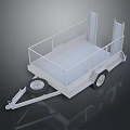 White Utility Trailer With Metal Fence And Spare Tire For Cargo Transport