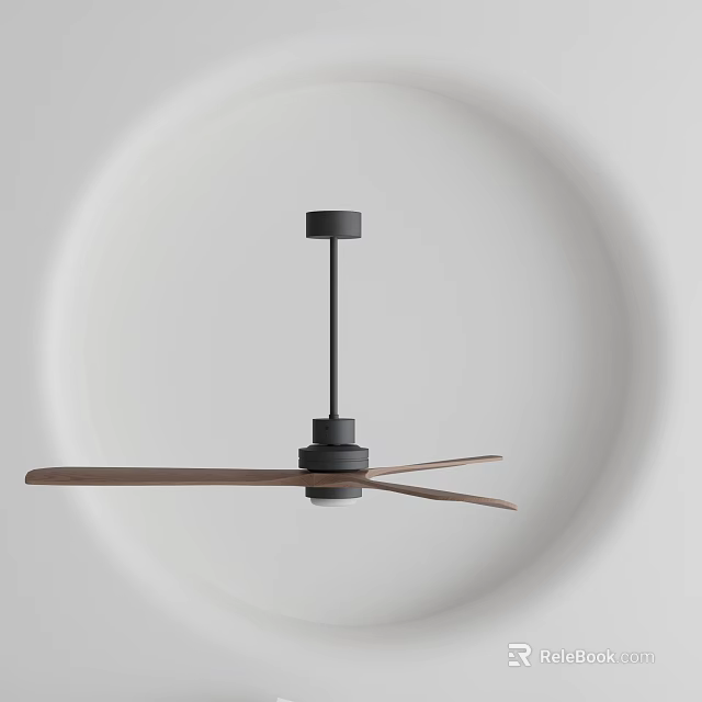 Modern Minimalist Chandelier With Wooden Blades And Black Metal Design For Home Decor 3d model 
