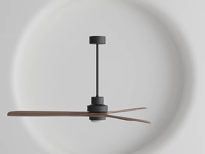 Modern Minimalist Chandelier With Wooden Blades And Black Metal Design For Home Decor 3d model