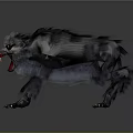 Game Movie Character With Aggressive Stance Black Fur Open Mouth Sharp Fangs Yellow Eyes And Claws