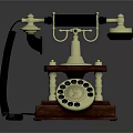 Vintage Rotary Dial Telephone With Wooden Base And Brass Accents