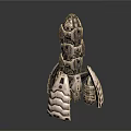 3D Rendered Sci Fi Rocket Model With Striped Patterns And Green Base Lights
