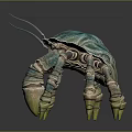 Artistic Shiny Turquoise Crab With Patterned Shell And Striped Legs On Dark Background