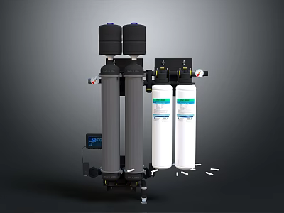 Advanced Home Water Purifier With Black White Filter Cartridges And Digital 3d model
