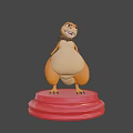 Friendly Orange Cartoon Dinosaur 3D Model With Glasses And Brown Mane