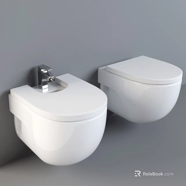 Sleek Modern White Wall Mounted Toilets For Contemporary Bathroom Design 3d model 